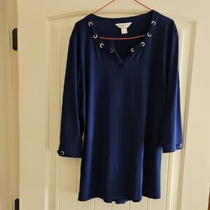 Christopher & Banks Royal Blue Cottagecore Minimalist Tunic  Large